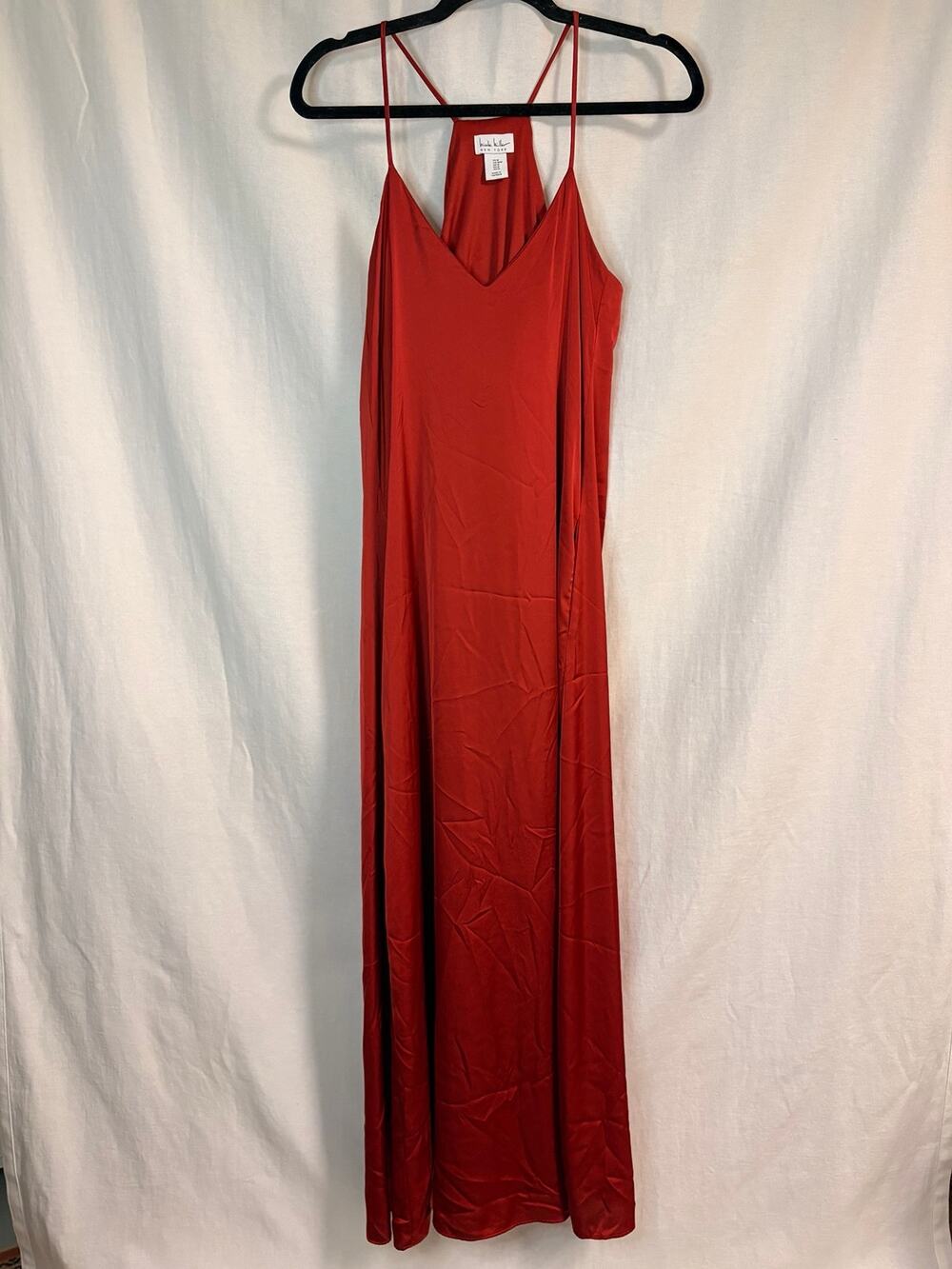 Nicole Miller New York Red Satin Racerback Maxi Dress Size M